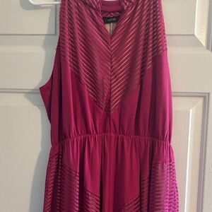 Apt. 9 Magenta Sleeveless Midi Dress with Sheer Stripe Detail